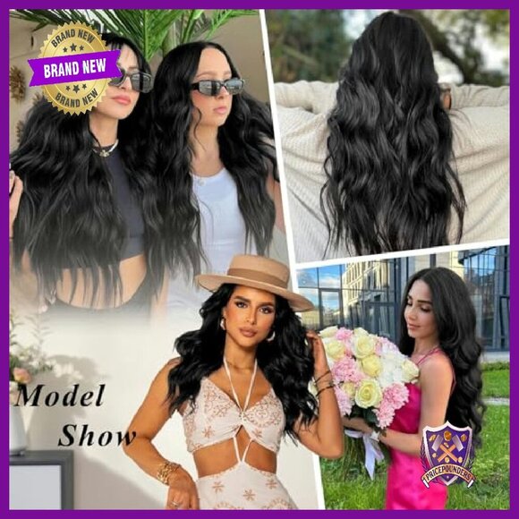 24 Inch Clip-In Synthetic Hair Extensions 4PCS Thick Wavy Wefts main image 4